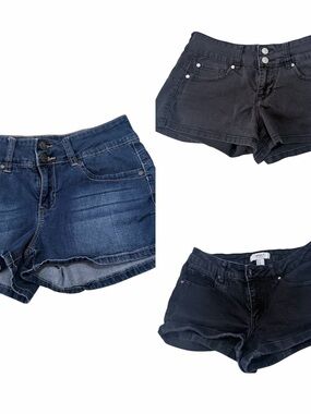 Guess Women's Denim Shorts Trio - Dark Blue & Black